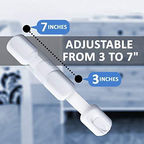 Child Safety Strap Locks (4 Pack) for Fridge, Cabinets, Drawers, Dishwasher, Toilet, 3M Adhesive No Drilling - Jool Baby - Image 5