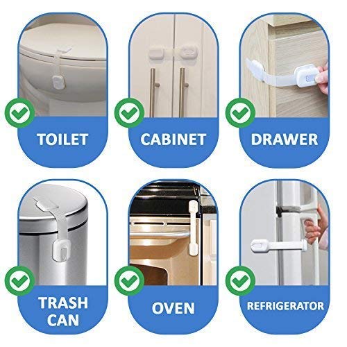 Child Safety Strap Locks (4 Pack) for Fridge, Cabinets, Drawers, Dishwasher, Toilet, 3M Adhesive No Drilling - Jool Baby - Image 7